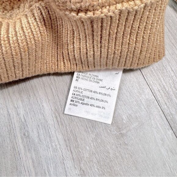 Charter Club Women's NWT Tan Cotton Blend Cable Knit Cowl Neck Sweater L - Picture 6 of 6